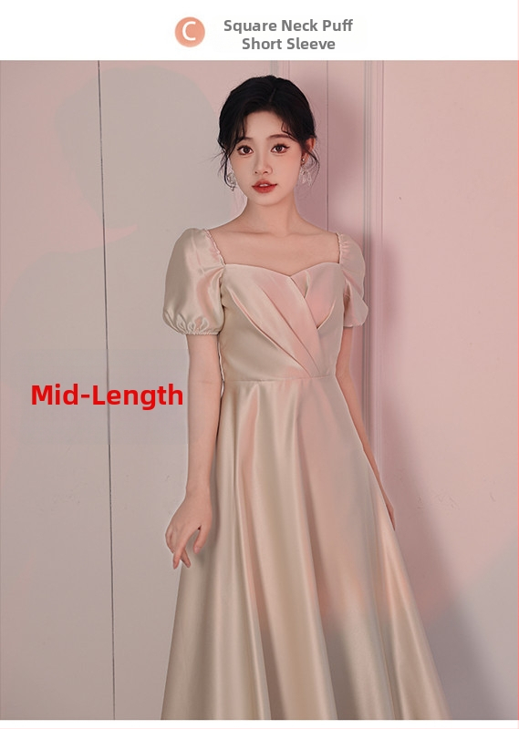 Jaunosios palydos suknelė, ilga, satinas, pavasario–vasaros 2024