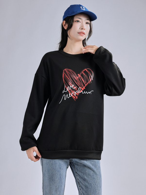 Sieviešu flīses džemperis ar apaļu kaklu, brīvs piegriezums, garas piedurknes, poliesters