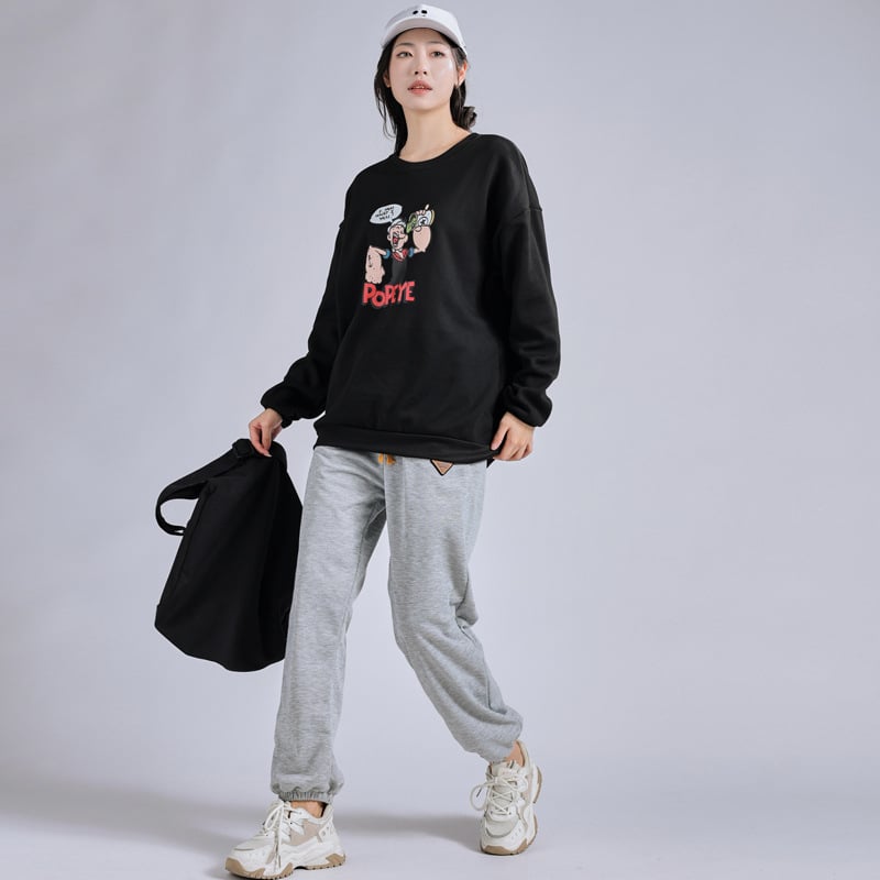 Sieviešu flīses džemperis ar apaļu kaklu, brīvs piegriezums, garas piedurknes, poliesters