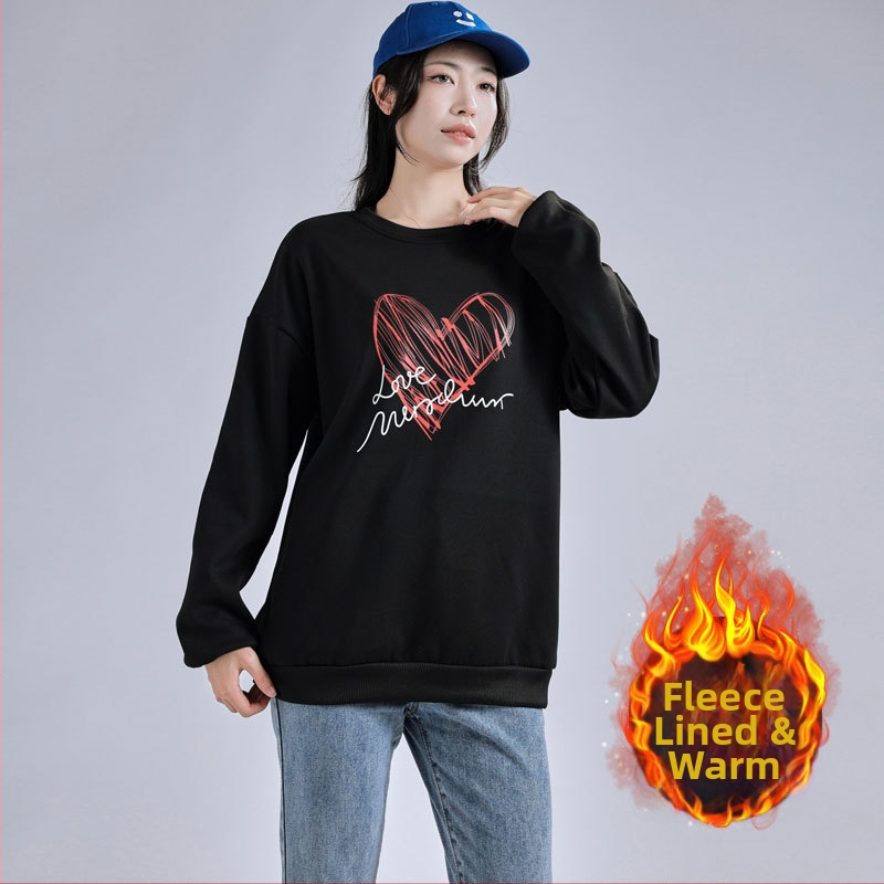 Sieviešu flīses džemperis ar apaļu kaklu, brīvs piegriezums, garas piedurknes, poliesters