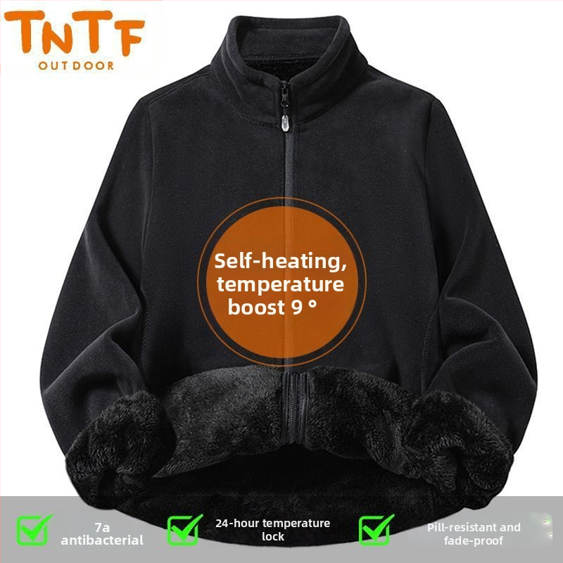 Fleece jaka ar kapuci, svītrainā raksts, silta un vēju izturīga, poliestera oderes