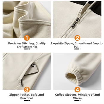 Polārfleksa jaka ar vienkrāsainu rakstu, iekšpuse no polārfleksa, anti‑statiska, 100% kašmīrs, universāla, ziemas un rudens sezonai