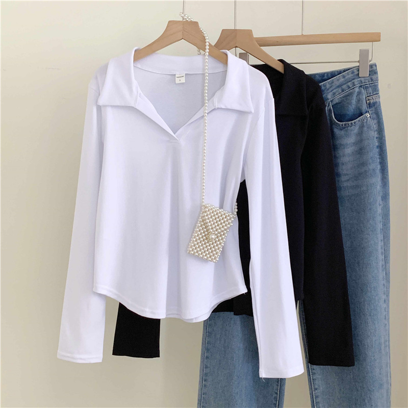 Krekliņš ar polo apkakli, garas piedurknes, slaida silueta, 90-95% kokvilna