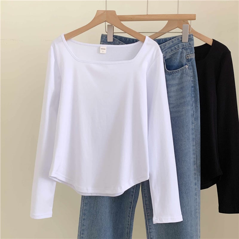 Krekliņš ar polo apkakli, garas piedurknes, slaida silueta, 90-95% kokvilna