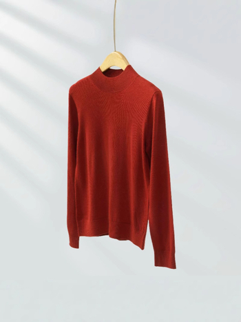 Sievietes biezi vilnas džemperis ar pus augstu apkakli, 95% vilna, rudens 2024