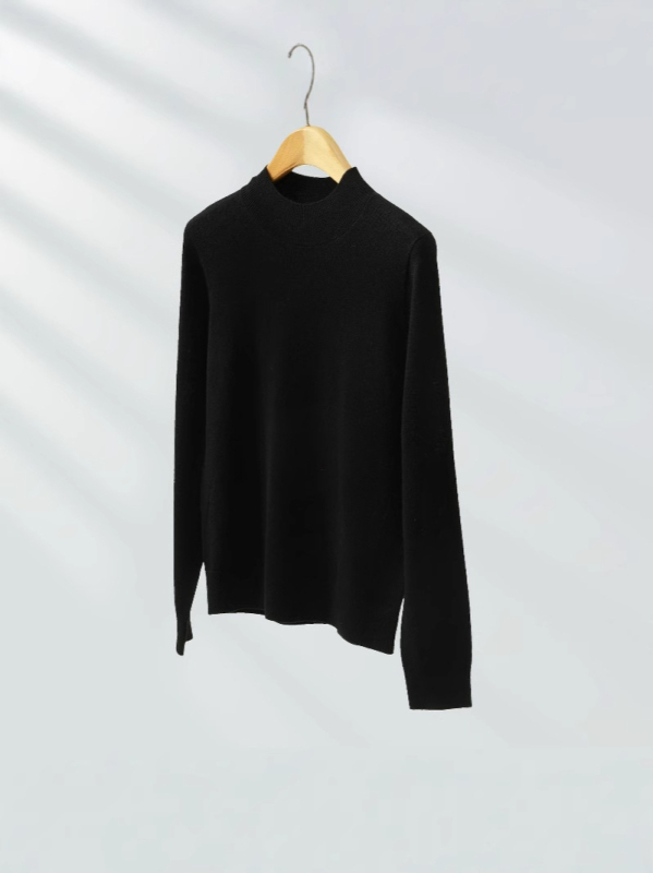 Sievietes biezi vilnas džemperis ar pus augstu apkakli, 95% vilna, rudens 2024