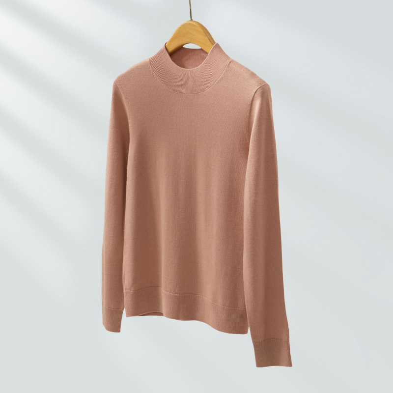 Sievietes biezi vilnas džemperis ar pus augstu apkakli, 95% vilna, rudens 2024