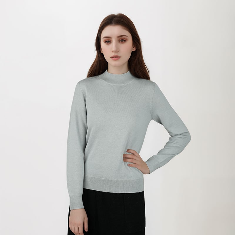 Sievietes biezi vilnas džemperis ar pus augstu apkakli, 95% vilna, rudens 2024