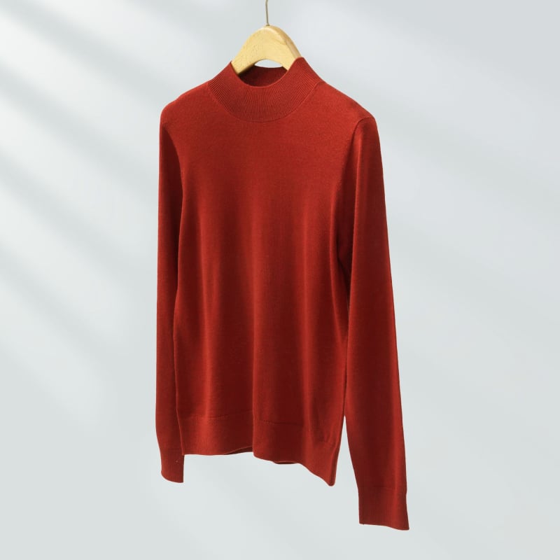 Sievietes biezi vilnas džemperis ar pus augstu apkakli, 95% vilna, rudens 2024