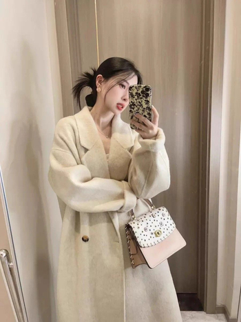 Γυναικείο παλτό από μαλλί με επένδυση από πούπουλα — (Chenille ύφασμα; ανάμειξη σπαντέξ; ελεύθερη γραμμή; μανίκια 3/4; γιακά τύπου σακάκι)