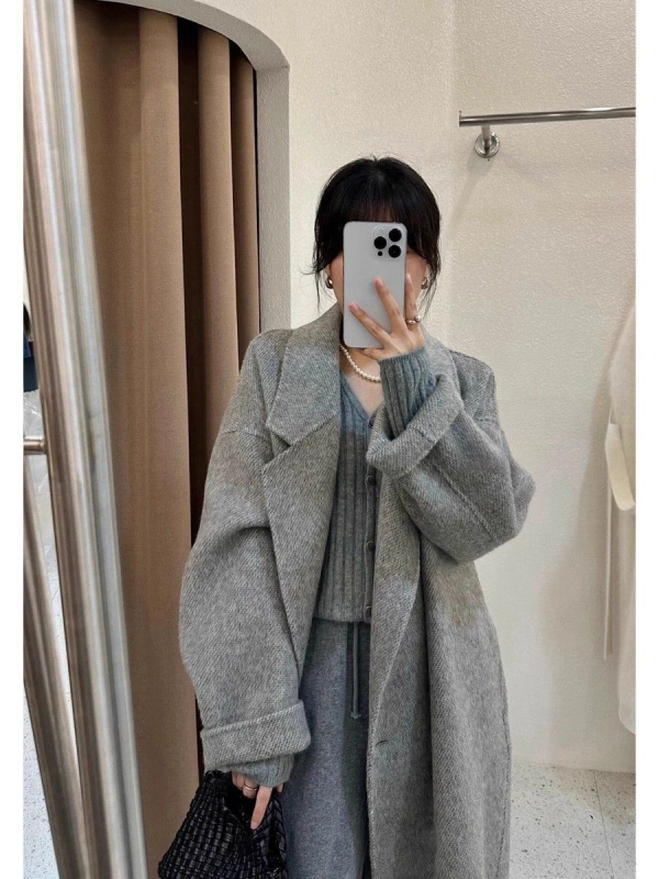 Γυναικείο παλτό από μαλλί με επένδυση από πούπουλα — (Chenille ύφασμα; ανάμειξη σπαντέξ; ελεύθερη γραμμή; μανίκια 3/4; γιακά τύπου σακάκι)