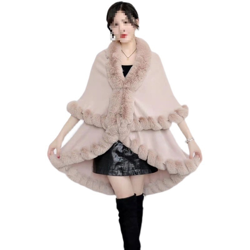 Sievietēm mākslīgāslapsas kažokādas šalle-kardigans, dubultā slāņa, vidējā garuma, no akrila