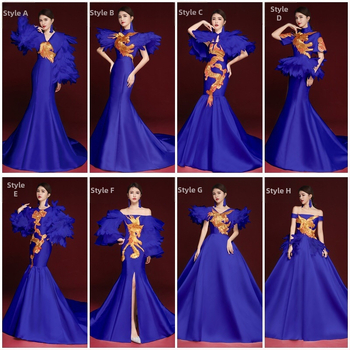 Hiina stiilis õhtukleit, varrukateta, sügav V-kaelus, tikandid, pikk A-liiniga