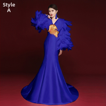 Hiina stiilis õhtukleit, varrukateta, sügav V-kaelus, tikandid, pikk A-liiniga