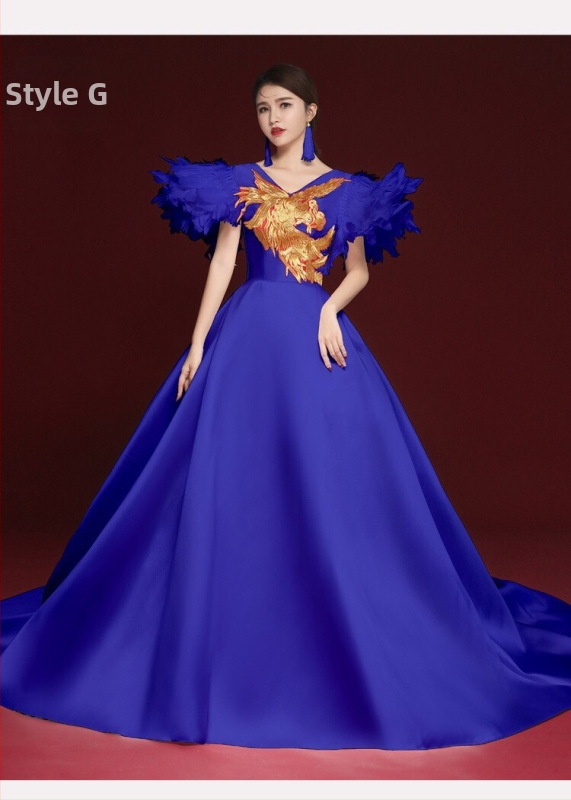 Hiina stiilis õhtukleit, varrukateta, sügav V-kaelus, tikandid, pikk A-liiniga