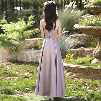 Pruutneitside kleit, A-line, kõrge vöökoht, atsetaadi–polüesteri segu, pikk kleit, 3/4 varrukad