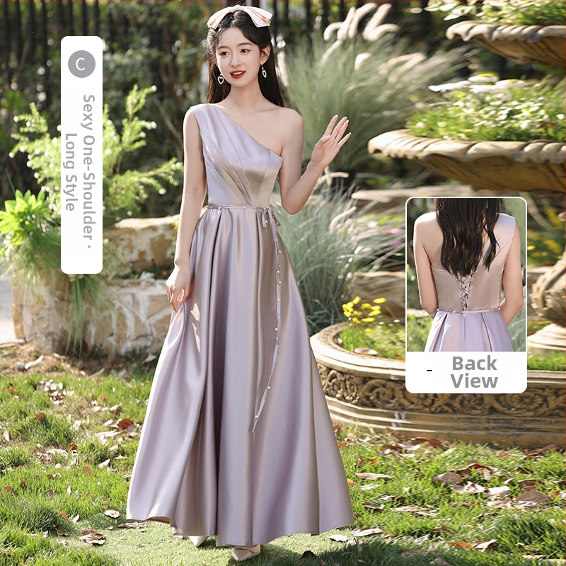 Pruutneitside kleit, A-line, kõrge vöökoht, atsetaadi–polüesteri segu, pikk kleit, 3/4 varrukad