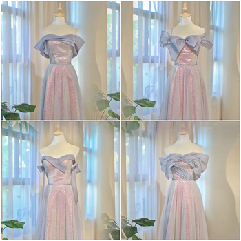 Pruutneitside kleit, polüester, A-liiniline siluett, 3/4 varrukad, talje keskel, pikk kleit