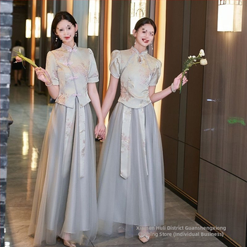 Hiina stiilis pruutneitsidekleit A-liinilise silueti, U-kujuline kaelus, ilma varrukateta, satiin 395