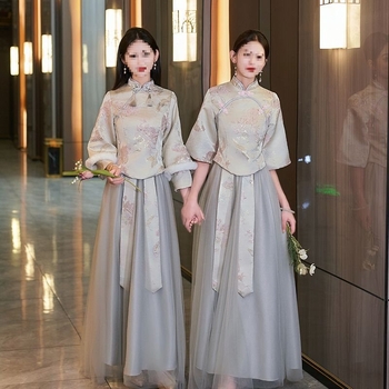 Hiina stiilis pruutneitsidekleit A-liinilise silueti, U-kujuline kaelus, ilma varrukateta, satiin 395