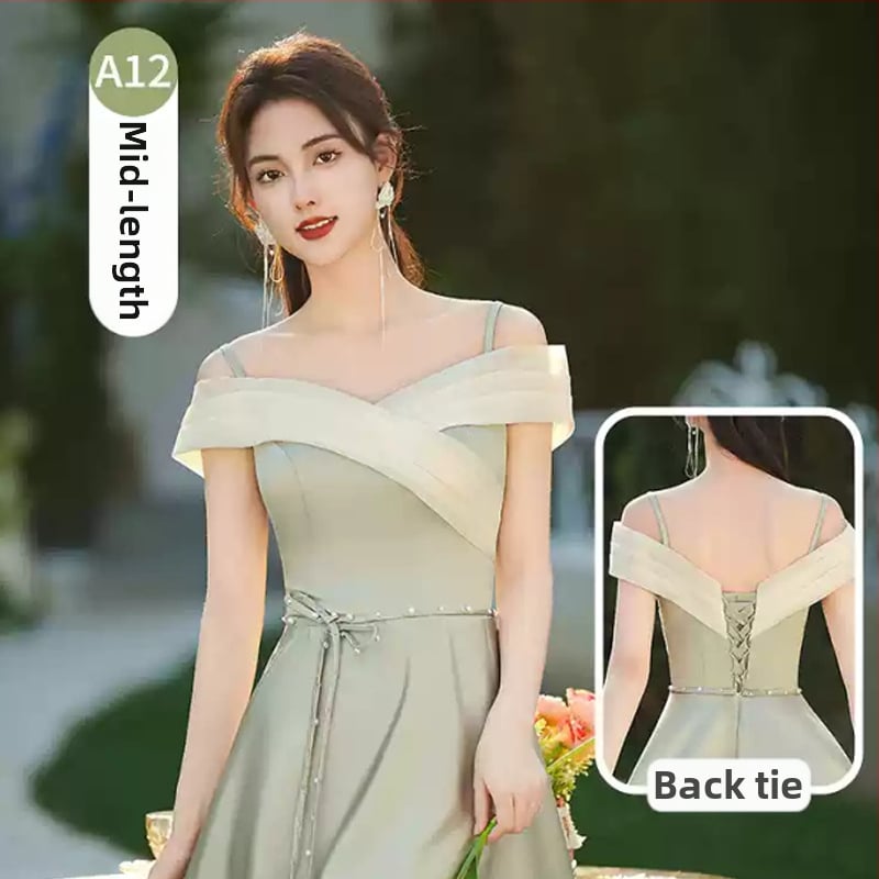 Parankinių suknelė, aukštas liemuo, ilga suknelė, be rankovių, vienas petys, poliesteris >95%