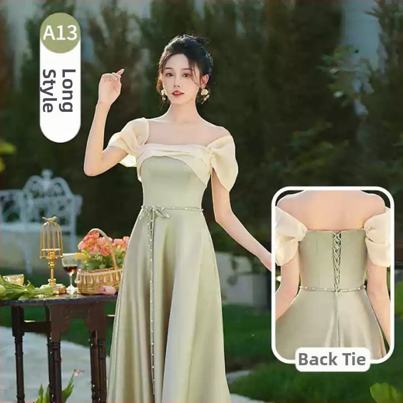 Parankinių suknelė, aukštas liemuo, ilga suknelė, be rankovių, vienas petys, poliesteris >95%