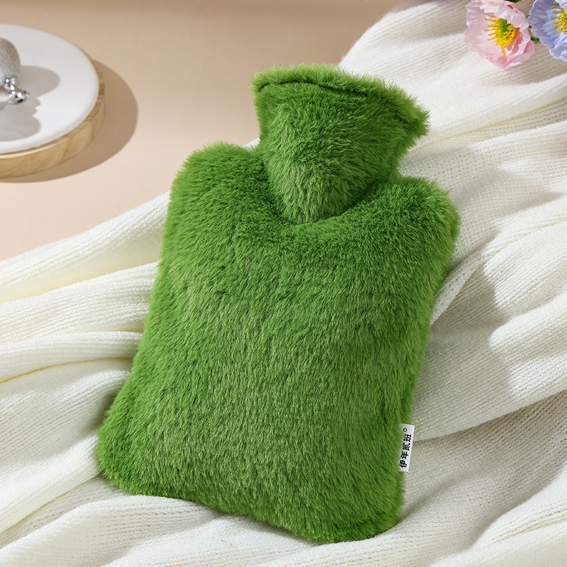 Ūdens piepildāms karstā ūdens pudeles ar imitētā truša pūka pārklājumu, stiprināts PVC iekšējais slānis, apkure ar ūdens piepildi, karsta un auksta izmantošana