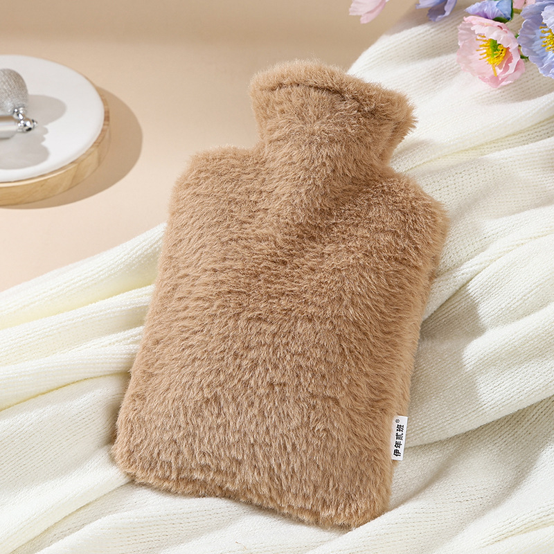 Ūdens piepildāms karstā ūdens pudeles ar imitētā truša pūka pārklājumu, stiprināts PVC iekšējais slānis, apkure ar ūdens piepildi, karsta un auksta izmantošana