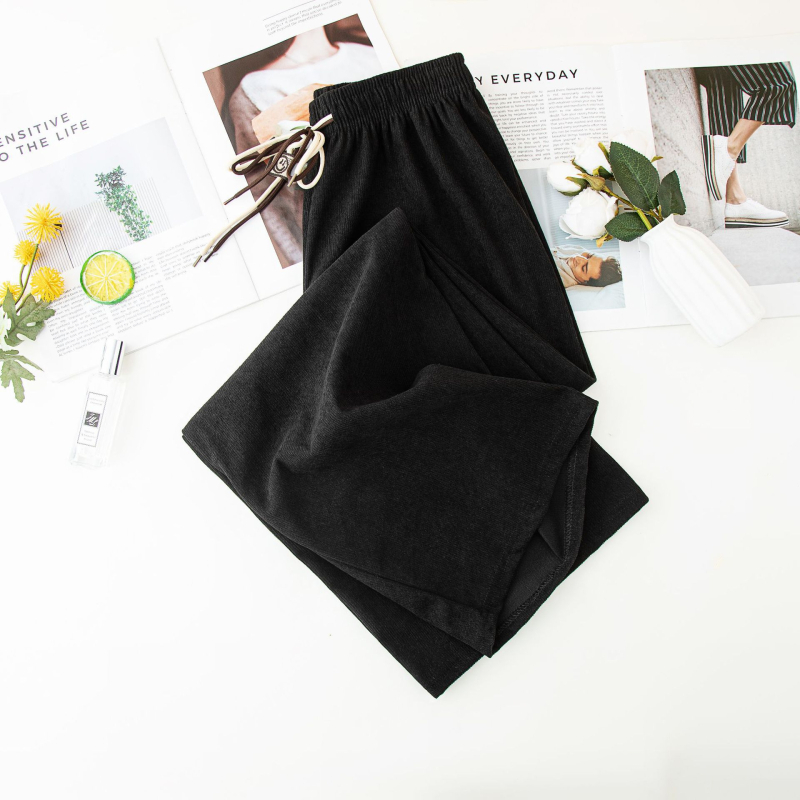 Corduroy casual pants για γυναίκες, ψηλόμεσα, χαλαρή γραμμή, μικροελαστικότητα, φθινοπωρινό-χειμερινό 2025