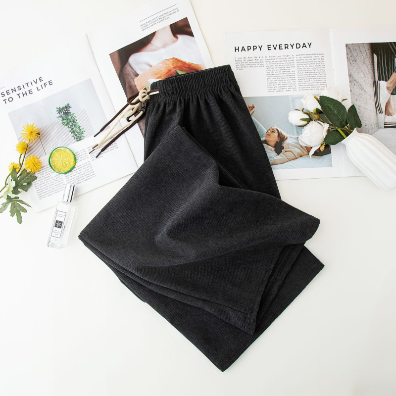 Corduroy casual pants για γυναίκες, ψηλόμεσα, χαλαρή γραμμή, μικροελαστικότητα, φθινοπωρινό-χειμερινό 2025