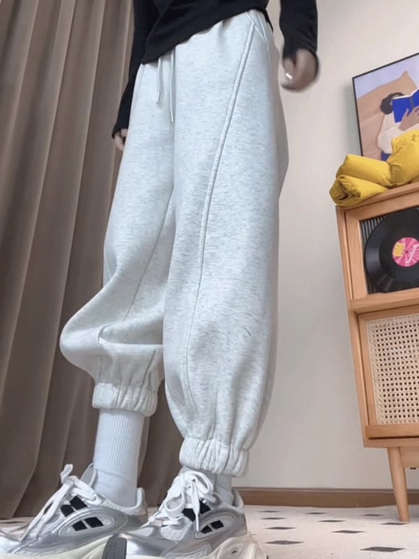 Női harém jogger nadrág, magas derék, teljes hossz, fleece-béléssel, őszi-téli mindennapi viselet