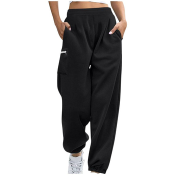 Γυναικεία παντελόνια με ίσια γραμμή, φλις επένδυση, πυκνός πολυεστέρας, ελαστική μέση, ρετρό casual στυλ