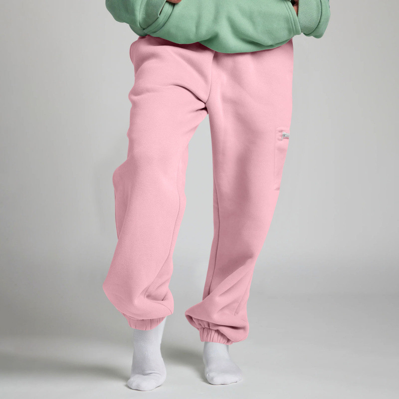 Γυναικεία παντελόνια με ίσια γραμμή, φλις επένδυση, πυκνός πολυεστέρας, ελαστική μέση, ρετρό casual στυλ