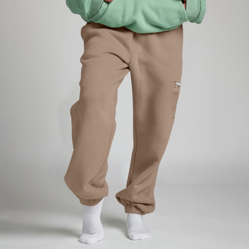 Γυναικεία παντελόνια με ίσια γραμμή, φλις επένδυση, πυκνός πολυεστέρας, ελαστική μέση, ρετρό casual στυλ