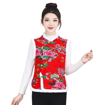 Veste ar lielu ziedu rakstu, vilnas pildījums, rayon audums, V kakls, A līnija