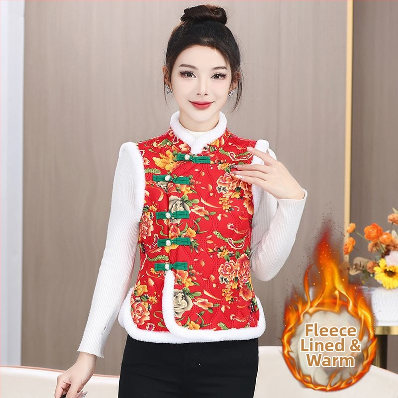 Veste ar lielu ziedu rakstu, vilnas pildījums, rayon audums, V kakls, A līnija