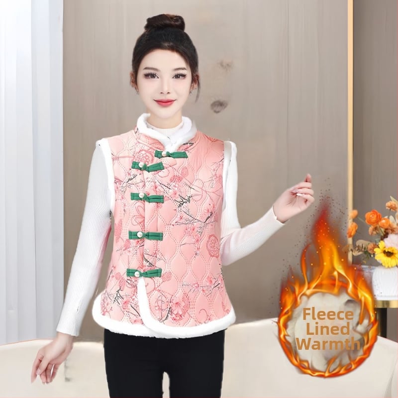 Veste ar lielu ziedu rakstu, vilnas pildījums, rayon audums, V kakls, A līnija