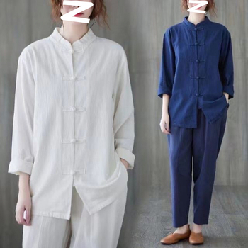 Unisex Tang tērps Tai Či praksei, Zen iedvesmots kokvilnas audums, galvenā auduma sastāvs 90–95% kokvilnas; sekundārā sastāvdaļa 30–50%