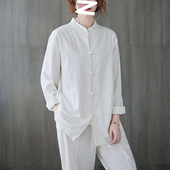 Unisex Tang tērps Tai Či praksei, Zen iedvesmots kokvilnas audums, galvenā auduma sastāvs 90–95% kokvilnas; sekundārā sastāvdaļa 30–50%