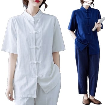 Unisex Tang tērps Tai Či praksei, Zen iedvesmots kokvilnas audums, galvenā auduma sastāvs 90–95% kokvilnas; sekundārā sastāvdaļa 30–50%