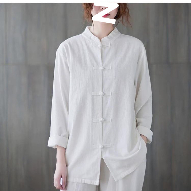 Unisex Tang tērps Tai Či praksei, Zen iedvesmots kokvilnas audums, galvenā auduma sastāvs 90–95% kokvilnas; sekundārā sastāvdaļa 30–50%