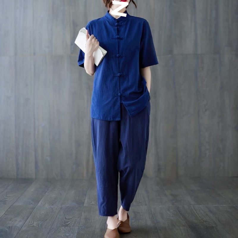 Unisex Tang tērps Tai Či praksei, Zen iedvesmots kokvilnas audums, galvenā auduma sastāvs 90–95% kokvilnas; sekundārā sastāvdaļa 30–50%