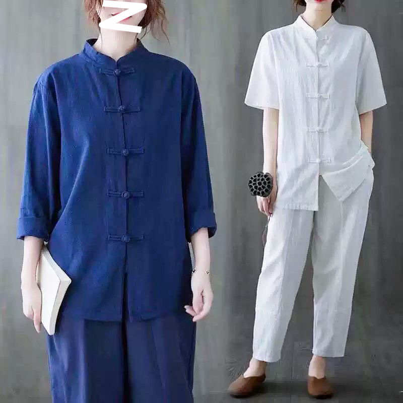 Unisex Tang tērps Tai Či praksei, Zen iedvesmots kokvilnas audums, galvenā auduma sastāvs 90–95% kokvilnas; sekundārā sastāvdaļa 30–50%