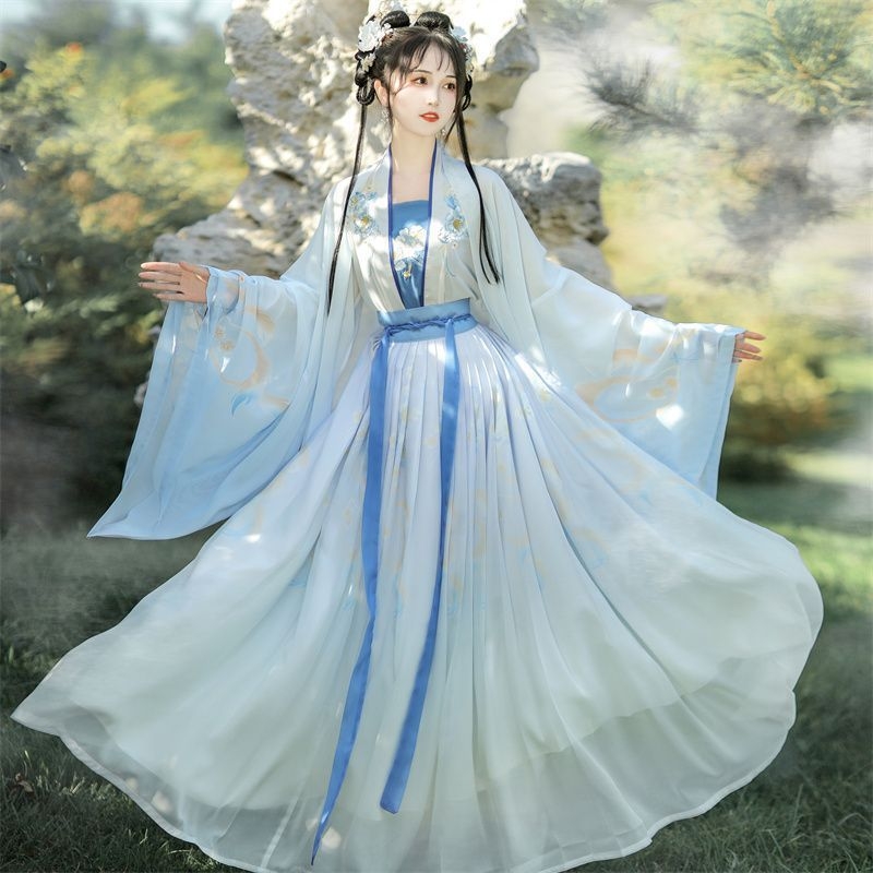 Hanfu sievietes vidukļa pliseēta svārki, Song stila oriģināls, Polyethylene Fiber + Spandex (70–80%), vasara 2023