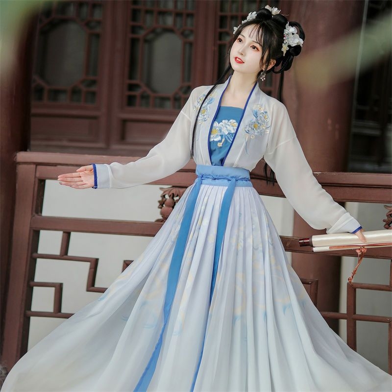 Hanfu sievietes vidukļa pliseēta svārki, Song stila oriģināls, Polyethylene Fiber + Spandex (70–80%), vasara 2023