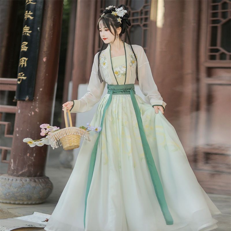 Hanfu sievietes vidukļa pliseēta svārki, Song stila oriģināls, Polyethylene Fiber + Spandex (70–80%), vasara 2023