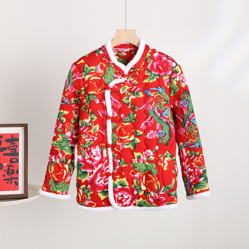 Памучно подплатено палто със сваляема яка от изкуствена козина, подплатено от флис, с тесен силует и флорален мотив