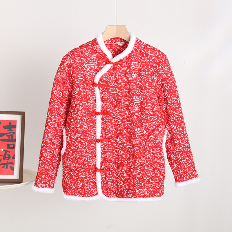 Памучно подплатено палто със сваляема яка от изкуствена козина, подплатено от флис, с тесен силует и флорален мотив