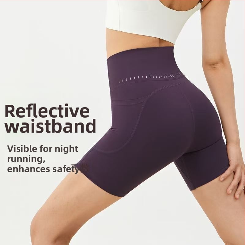 Sieviešu sporta šorti – sēžamvietas pacēlājs, augsta josta, vēdera kontrole (Nailons 80%, īsi šorti, joga)