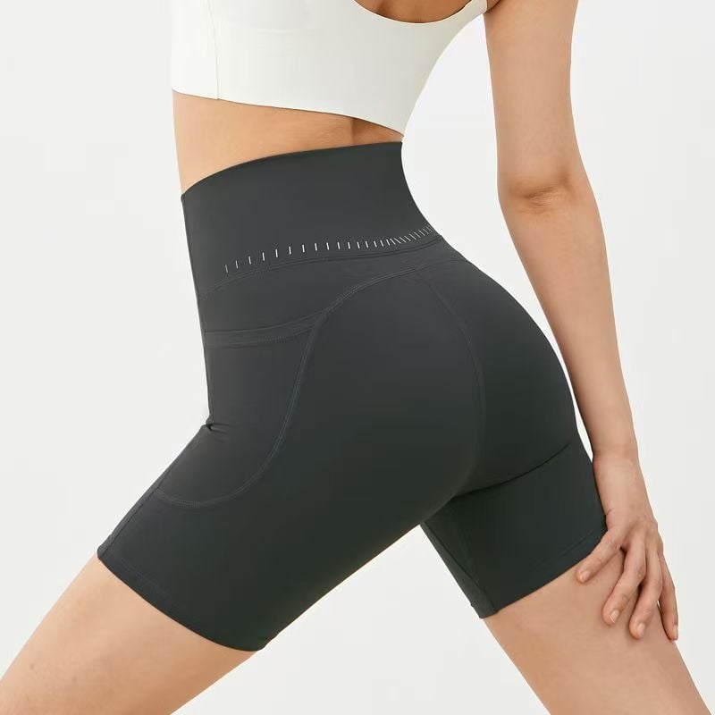 Sieviešu sporta šorti – sēžamvietas pacēlājs, augsta josta, vēdera kontrole (Nailons 80%, īsi šorti, joga)